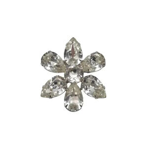 Weiss Co. Clear Crystal Flower Brooch Pin Silver Tone Vintage